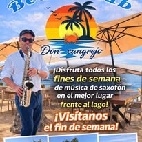 Música de saxofón frente al lago